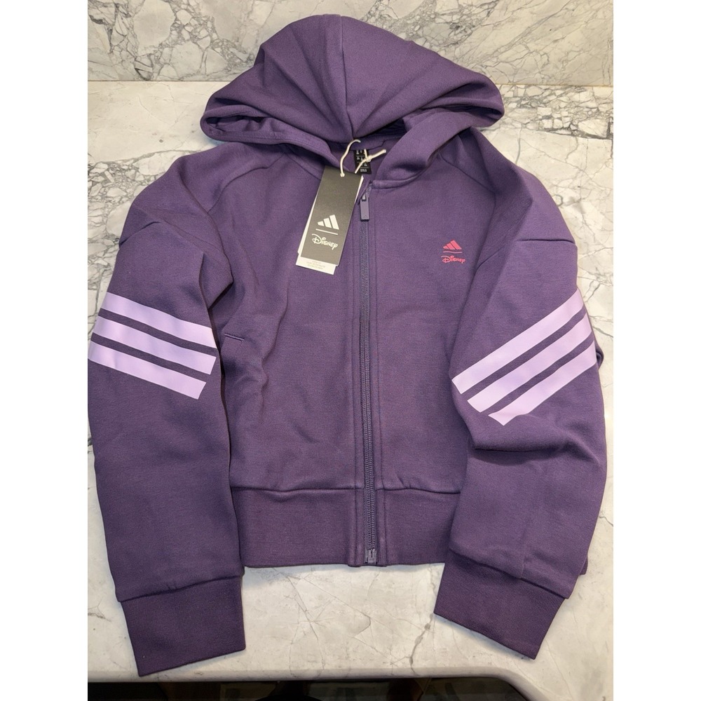 Adidas Youth Small (8) Disney Zip Up Hooded Sweatshirt NEW Purple
